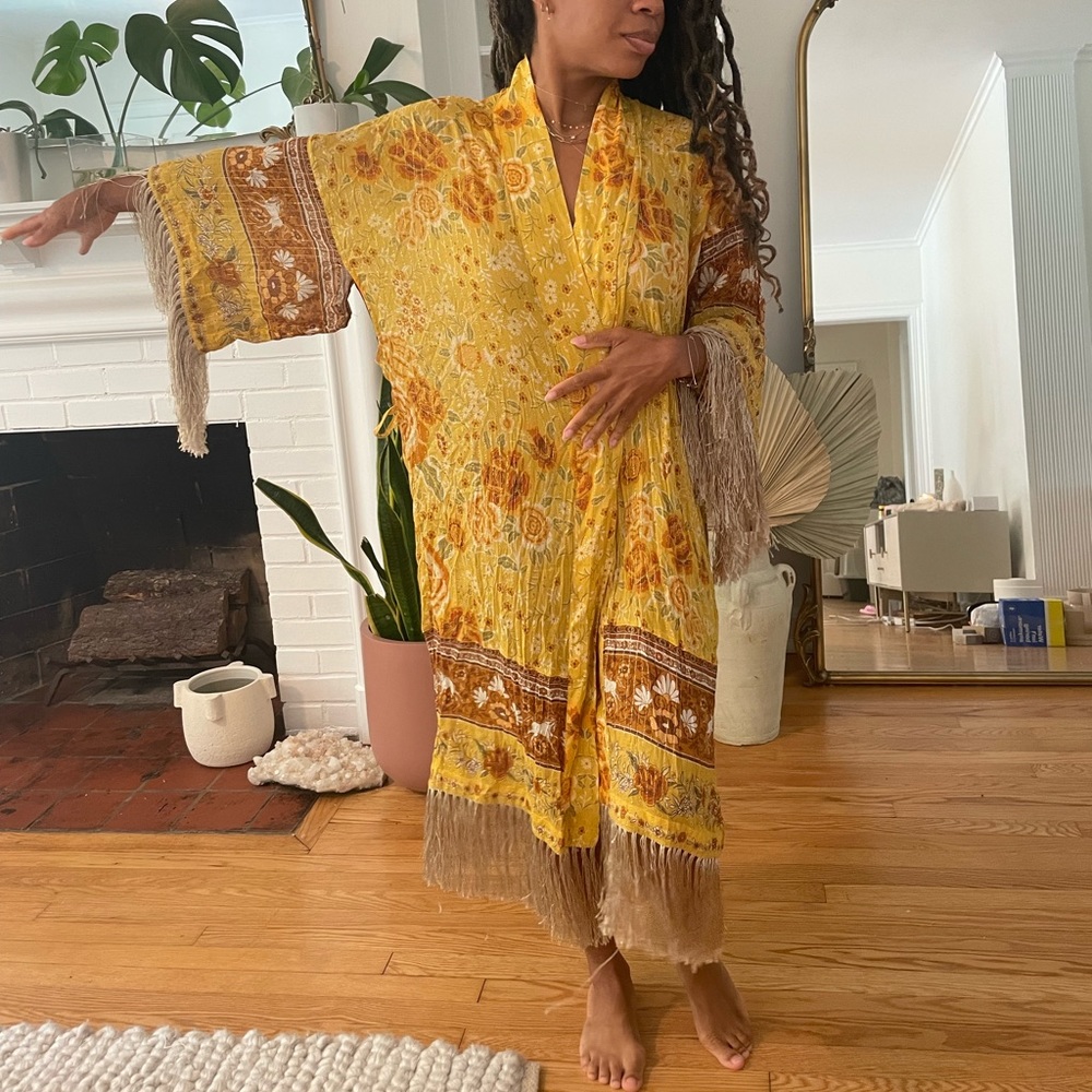 Spell & The Gypsy coverup Yellow Boho print kimono robe
